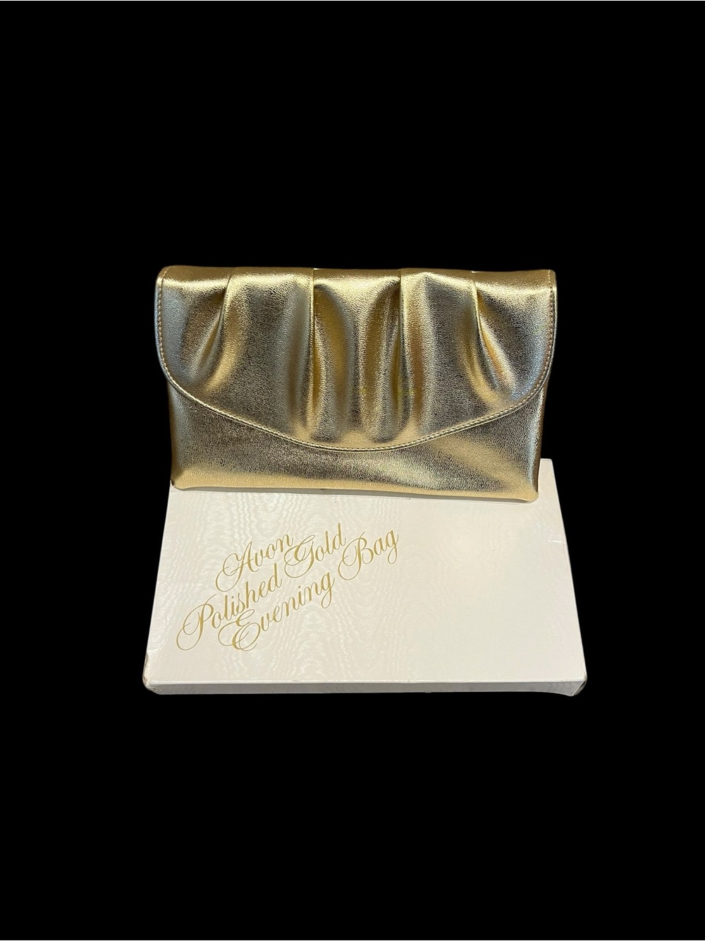 Vintage Avon Gold Metallic Evening Clutch Purse Original Box Bag